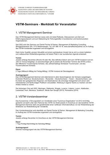 VSTM-Seminare - Merkblatt für Veranstalter