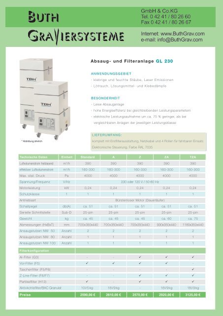 Absaug-, Filteranlagen und Zubehör - Buth Graviersysteme Gmbh ...