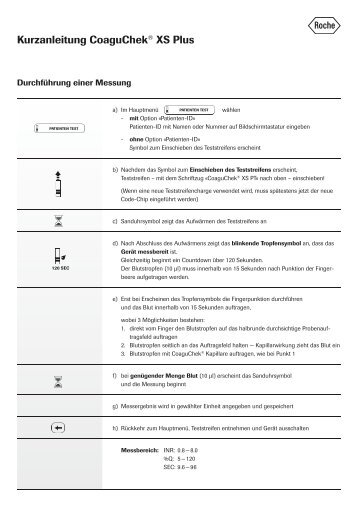 Kurzanleitung CoaguChek® XS Plus - Roche Diagnostics