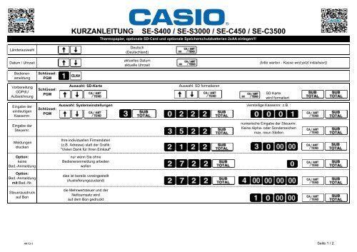 SE G1 Kurzanleitung - casio-b2b