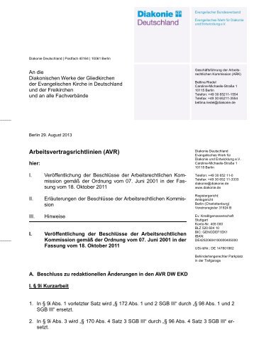 Arbeitsvertragsrichtlinien (AVR) - Diakonie Deutschland