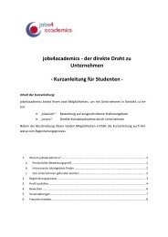 jobs4academics - der direkte Draht zu Unternehmen - Kurzanleitung ...