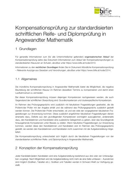 und Diplomprüfung in Angewandter Mathematik - Bifie