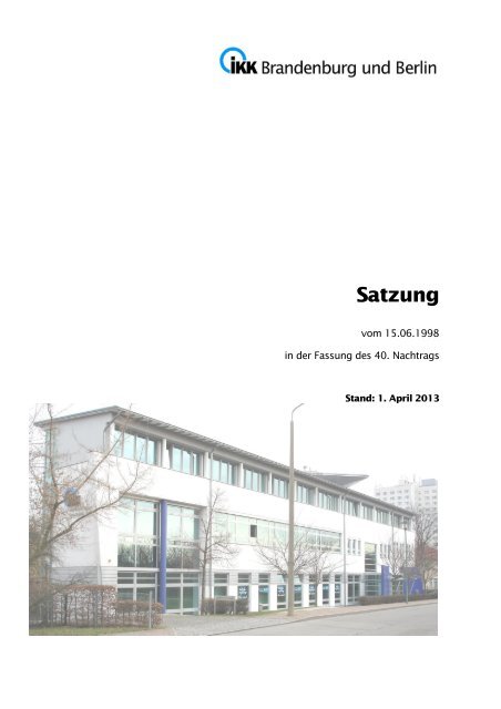 Satzung Ikk Brandenburg Und Berlin