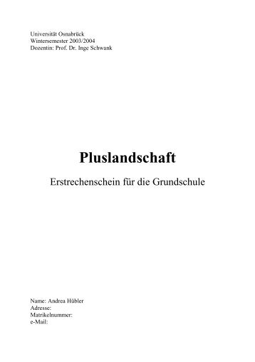 Die Pluslandschaft - Andrea HÃ¼bler - UniversitÃ¤t OsnabrÃ¼ck