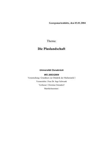 Die Pluslandschaft - Christina Ostendorf - UniversitÃ¤t OsnabrÃ¼ck