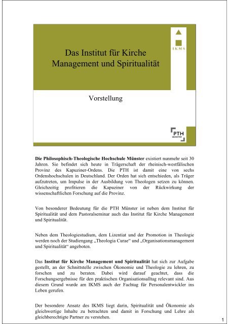 Das Institut für Kirche Management und Spiritualität - IKMS