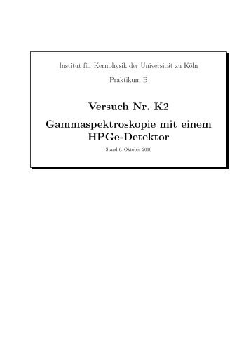 Î³-Spektroskopie mit einem HPGe-Detektor - Institute for Nuclear ...