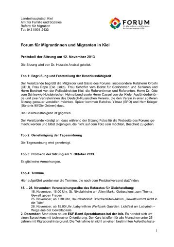 Forum für Migrantinnen und Migranten in Kiel - Landeshauptstadt Kiel