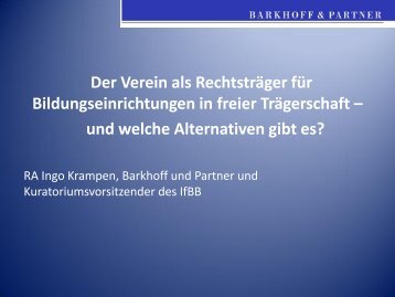 Der Verein als Rechtsträger für Bildungseinrichtungen in freier ...