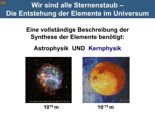 Wir sind alle Sternenstaub Die Entstehung der Elemente