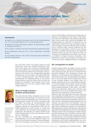 Kupfer â einem Spurenelement auf der Spur - Swiss Medical Forum