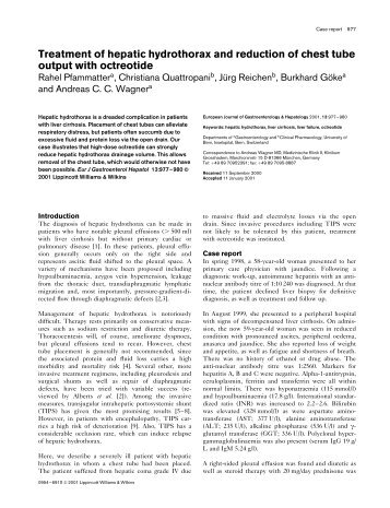 Treatment of hepatic hydrothorax with octreotide