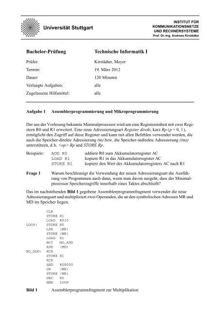 Prüfung - Institut für Kommunikationsnetze und Rechnersysteme ...