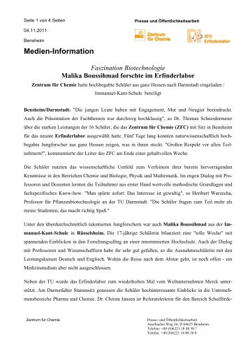 Medien-Information - Immanuel-Kant-Schule RÃ¼sselsheim