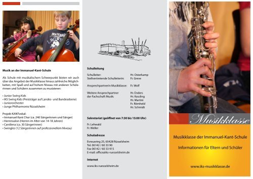 Flyer der Musikklasse - Immanuel-Kant-Schule RÃ¼sselsheim