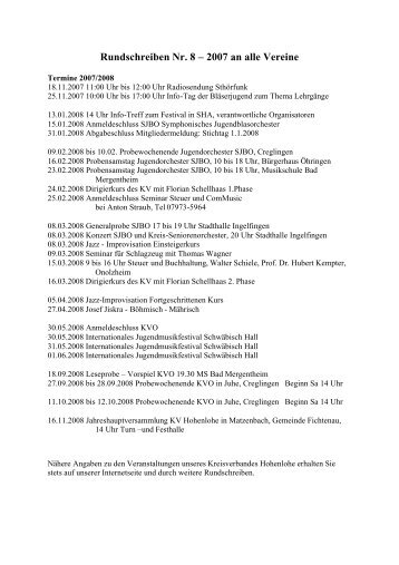 Rundschreiben Nr.8 - Blasmusik-Kreisverband Hohenlohe