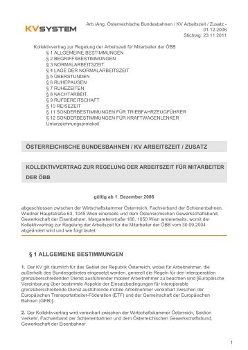 Ã¶sterreichische bundesbahnen / kv arbeitszeit ... - IKT Betriebsrat