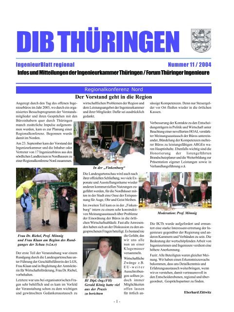 Landesbeilage Thüringen zum DIB 11/2004 - Ingenieurkammer ...