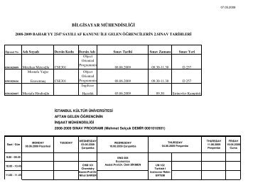 BİLGİSAYAR MÜHENDİSLİĞİ - İstanbul Kültür Üniversitesi