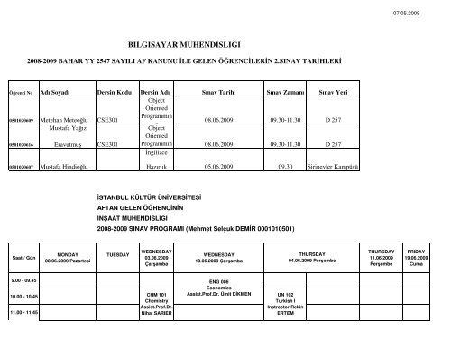 BİLGİSAYAR MÜHENDİSLİĞİ - İstanbul Kültür Üniversitesi