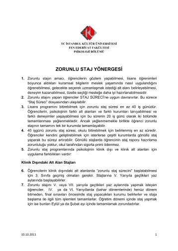 ZORUNLU STAJ YÖNERGESİ - İstanbul Kültür Üniversitesi