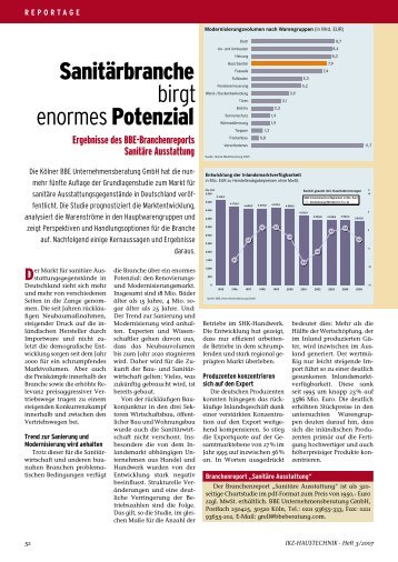 SanitÃ¤rbranche birgt enormes Potenzial - IKZ-Haustechnik