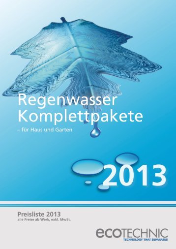 Regenwasser Komplettpakete - ecoTECHNIC GmbH & Co KG