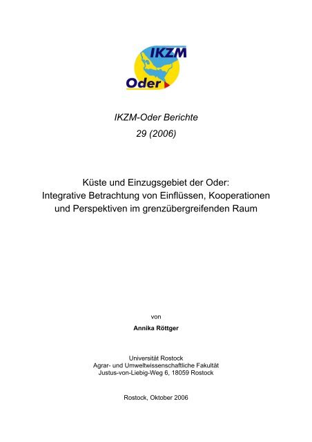 Küste und Einzugsgebiet der Oder - Hintergrund - Küsten Union ...