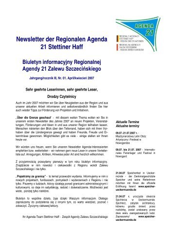 Newsletter der Regionalen Agenda 21 Stettiner Haff Biuletyn ...