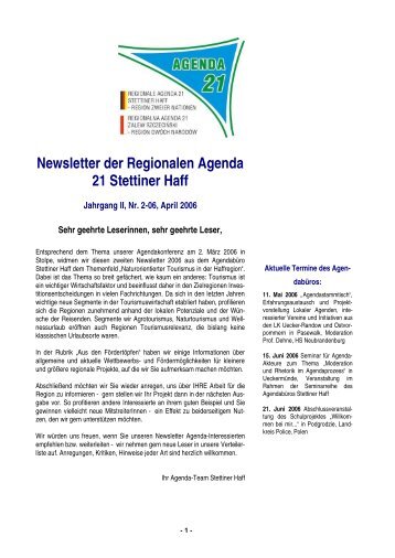 Newsletter Nr. 2-2006 RA Stettiner Haff - IKZM-Oder