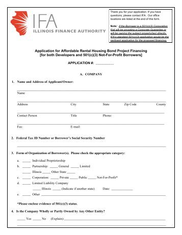 Program Application - Illinois Finance Authority