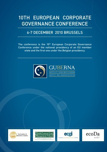 10th EUROPEAN CORPORAtE GOVERNANCE CONFERENCE