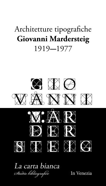 Giovanni Mardersteig Architetture tipografiche 1919-1977