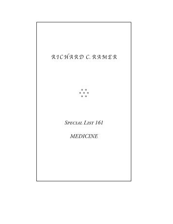 RICHARD C. RAMER Special List 161 MEDICINE
