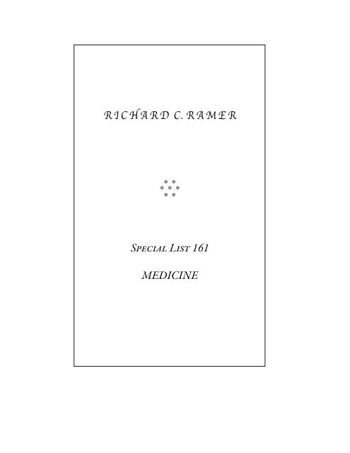 RICHARD C. RAMER Special List 161 MEDICINE