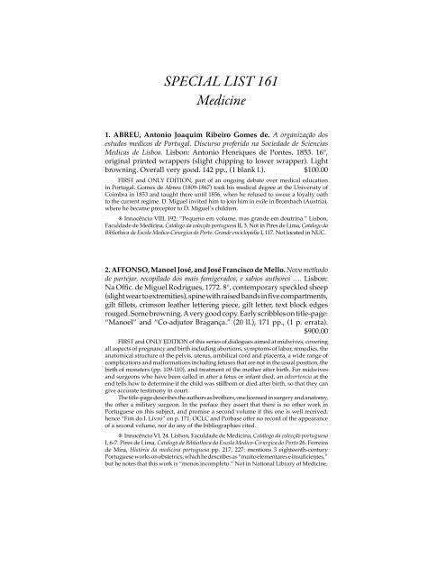 RICHARD C. RAMER Special List 161 MEDICINE