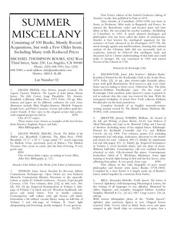 List #92 Summer Miscellany - International League of Antiquarian ...