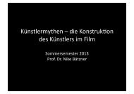 Künstlermythen – die Konstruk&on; des Künstlers im Film