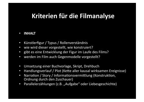 Künstlermythen – die Konstruk&on; des Künstlers im Film