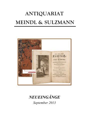 ANTIQUARIAT MEINDL & SULZMANN NEUEINGÄNGE