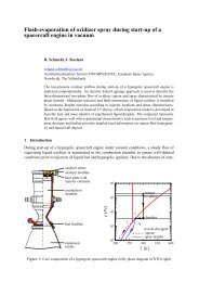 Flash evaporation of oxidizer spray during start-up of a spacecraft ...