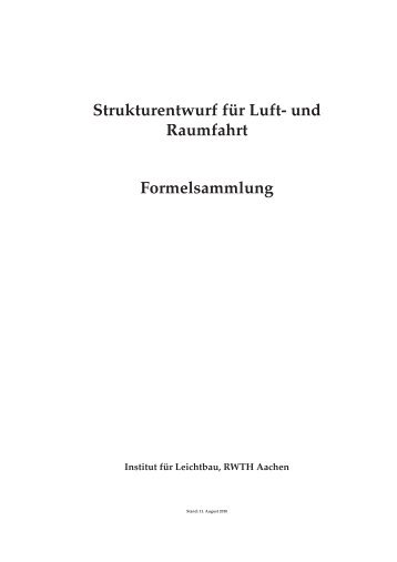 Strukturentwurf fÃ¼r Luft- und Raumfahrt - lehrstuhl und institut fÃ¼r ...