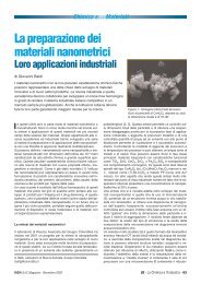 La preparazione dei materiali nanometrici Loro applicazioni industriali