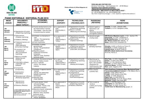 PIANO EDITORIALE / EDITORIAL PLAN 2010