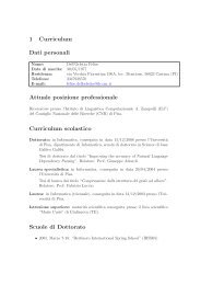 1 Curriculum Dati personali Attuale posizione professionale ...