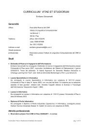 curriculum vitae et studiorum - Istituto di Linguistica Computazionale ...