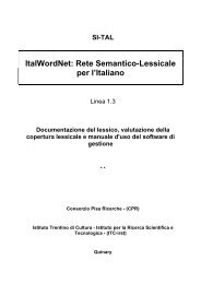 ItalWordNet: Rete Semantico-Lessicale per l'Italiano - Cnr