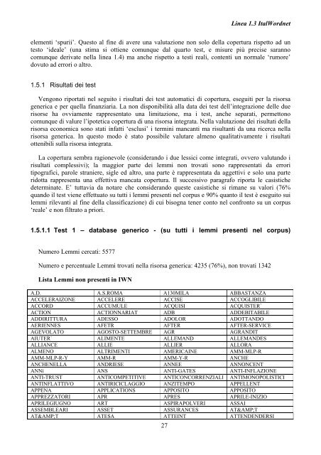 ItalWordNet: Rete Semantico-Lessicale per l'Italiano - Cnr