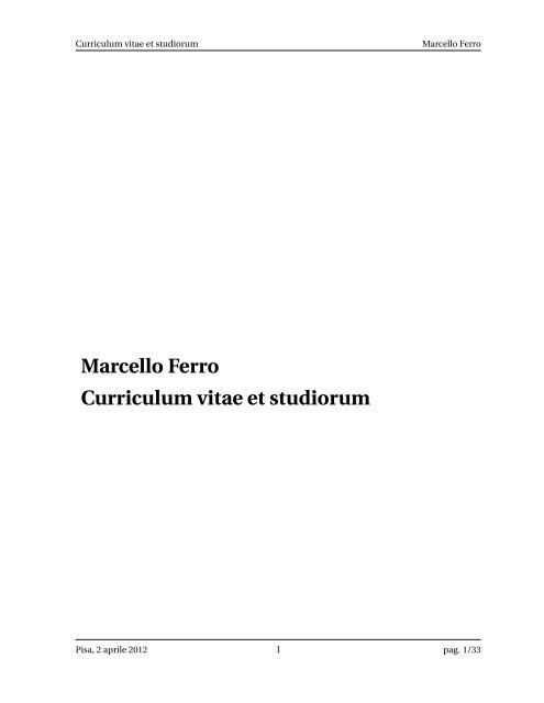 Marcello Ferro Curriculum vitae et studiorum - Istituto di Linguistica ...